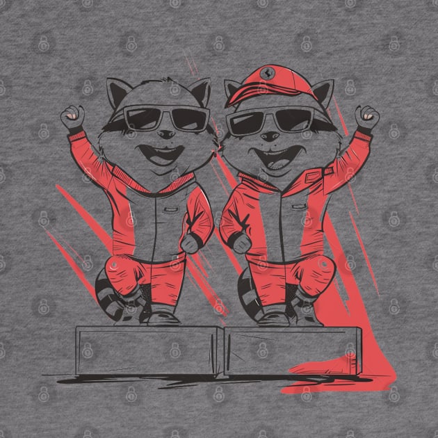 F1 funny Ferrari racoons, Carlos Sainz, Charles Leclerc, Formula 1 Graphic shirt (please send us a message if you want another custom design) by pitshopmerch@gmail.com